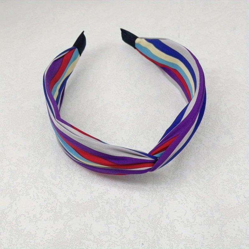 Boho Striped Rainbow Headband Knotted Hair Band Hippie Style Hair Accessories