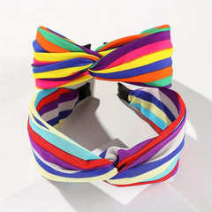 Boho Striped Rainbow Headband Knotted Hair Band Hippie Style Hair Accessories