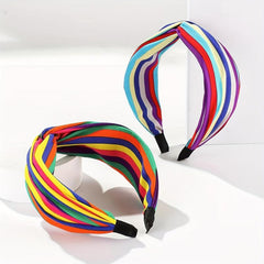 Boho Striped Rainbow Headband Knotted Hair Band Hippie Style Hair Accessories