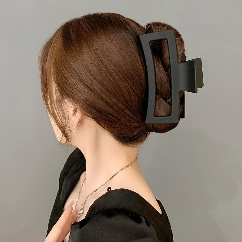Large Frosted Hair Claw Hollow Rectangular Nonslip Ponytail Holder