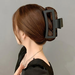 Large Frosted Hair Claw Hollow Rectangular Nonslip Ponytail Holder