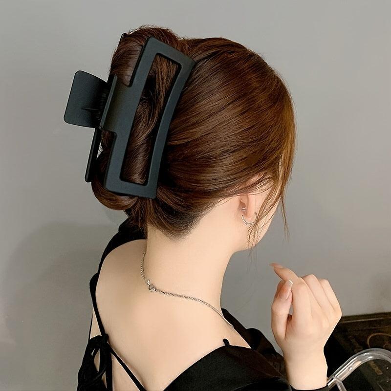 Large Frosted Hair Claw Hollow Rectangular Nonslip Ponytail Holder