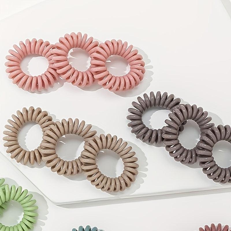 Spiral Hair Tie For Women Girls Candy Coil Hair Ring Waterproof Ponytail Holder