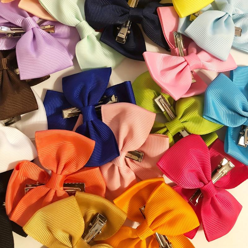 20pcs Baby Girl Bow Hair Clip Solid Bowknot Duck Billed Side Hair Accessories