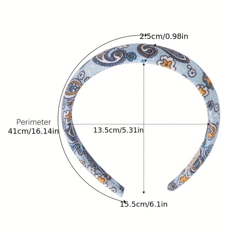Boho Denim Headband Paisley Printed Hair Band Vintage Headdress