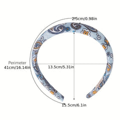 Boho Denim Headband Paisley Printed Hair Band Vintage Headdress