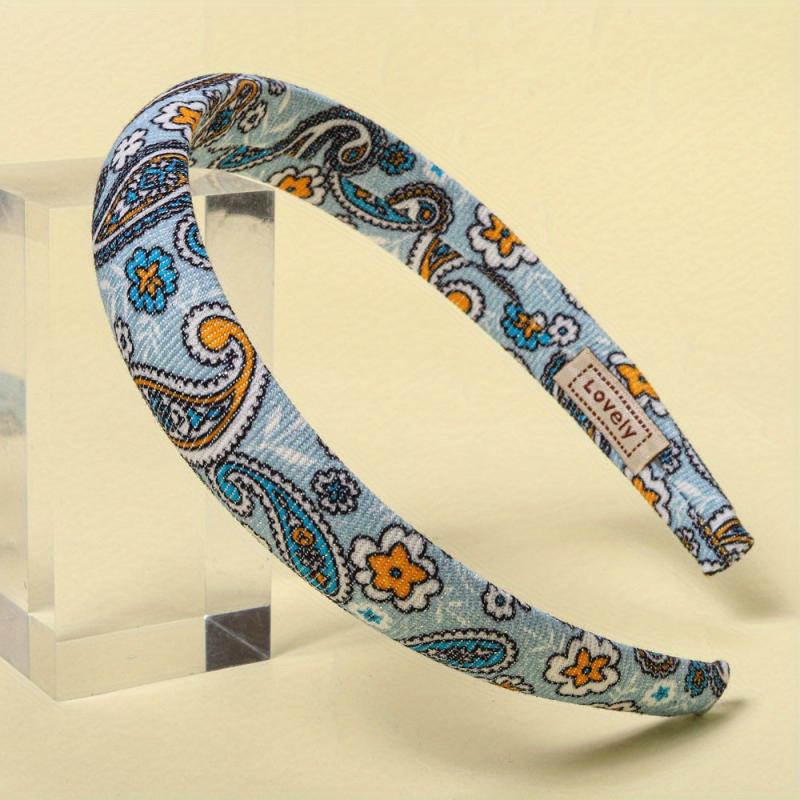 Boho Denim Headband Paisley Printed Hair Band Vintage Headdress
