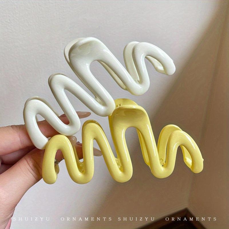 Glossy Candy Hair Claw Set Wavy Hair Clips Women Girls Hair Claws