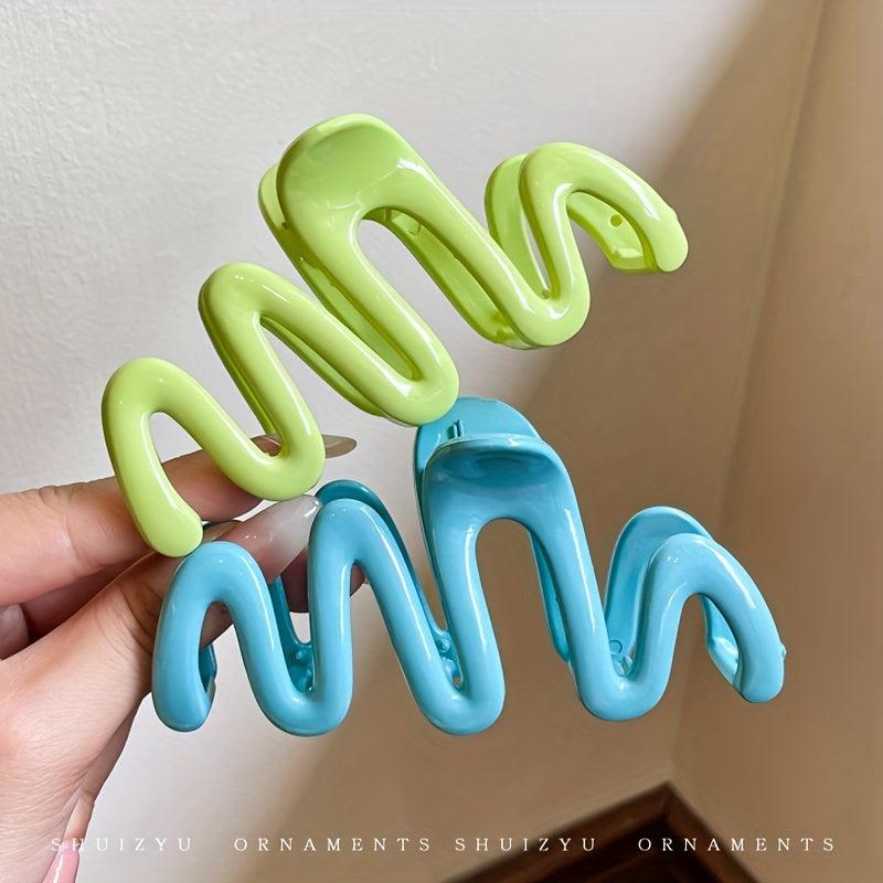 Glossy Candy Hair Claw Set Wavy Hair Clips Women Girls Hair Claws