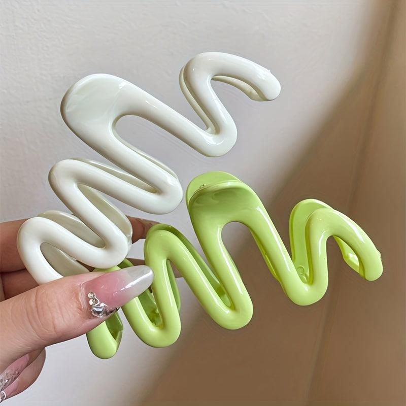 Glossy Candy Hair Claw Set Wavy Hair Clips Women Girls Hair Claws
