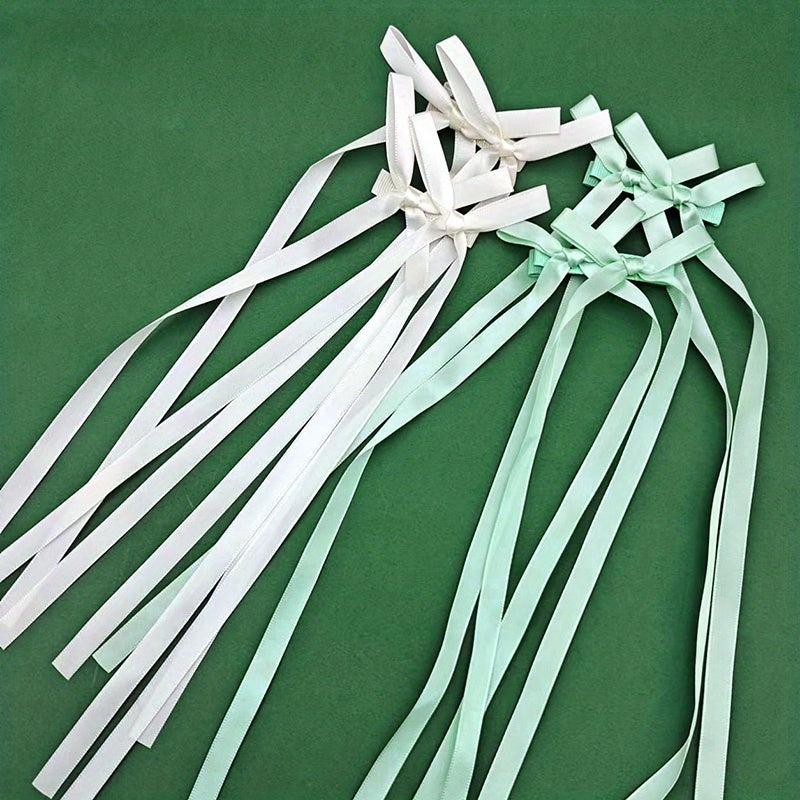 4 Pcs Braided Hair Ribbons Bow Hair Clip Ponytails Streamers