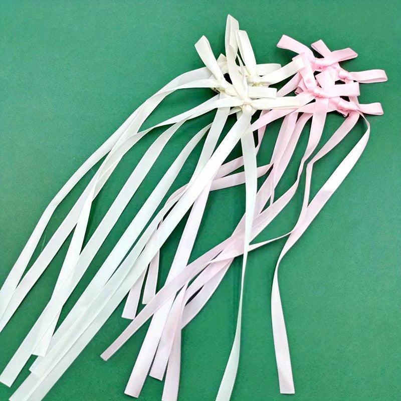 4 Pcs Braided Hair Ribbons Bow Hair Clip Ponytails Streamers