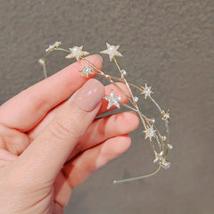 Crystal Star Headband Faux Pearl Hair Hoop Bridal Headband