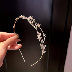 Crystal Star Headband Faux Pearl Hair Hoop Bridal Headband