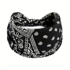 Hobo Headband Paisley Print Stretchy Headdress for Fitness Sports Yoga Women