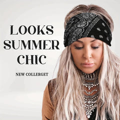 Hobo Headband Paisley Print Stretchy Headdress for Fitness Sports Yoga Women