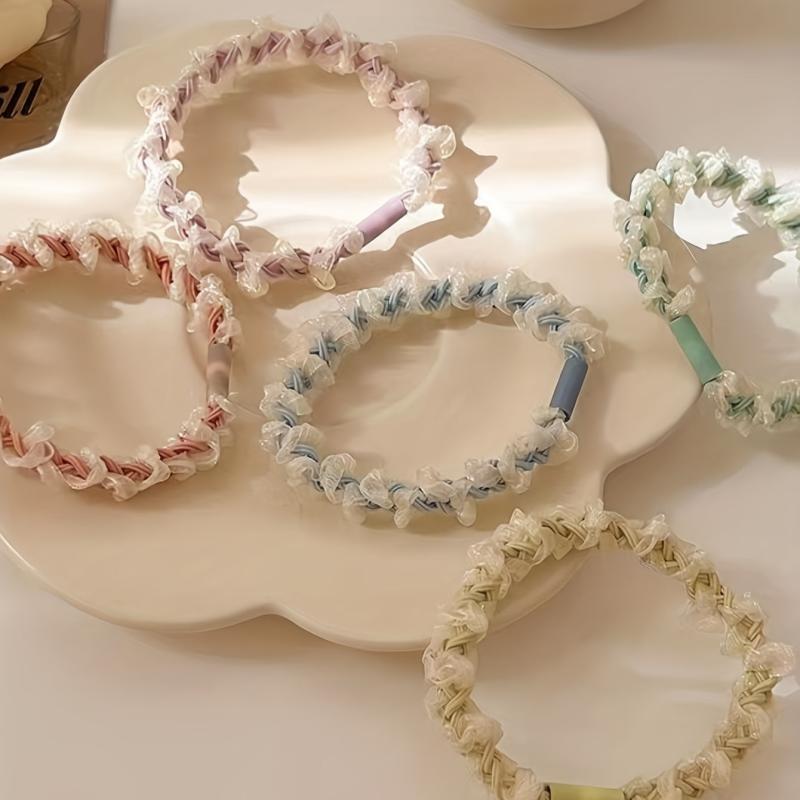 Mesh Lace Flower Hair Tie Elastic Scrunchie Ponytail Hair Rope