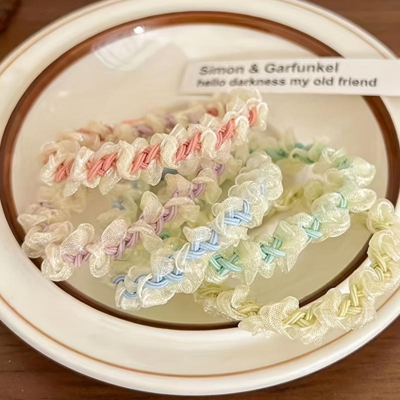 Mesh Lace Flower Hair Tie Elastic Scrunchie Ponytail Hair Rope