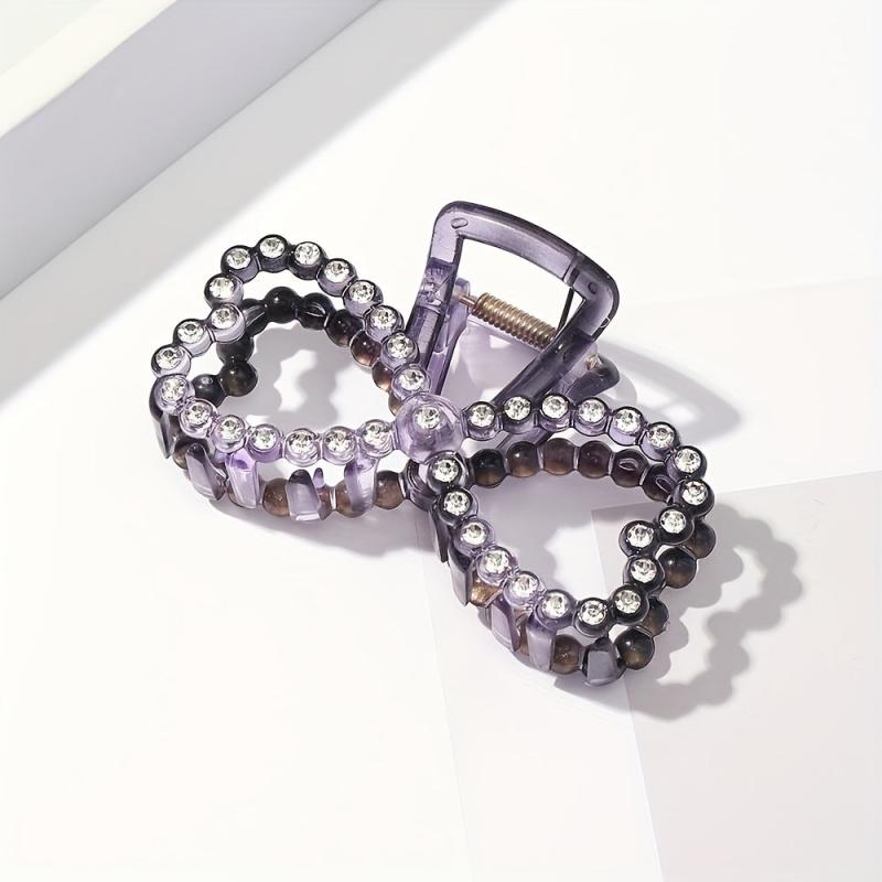 Vintage Rhinestone Hair Claw Transparent Shark Claw Hair Accessory