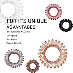17pcs Spiral Hair Tie Waterproof Coil Hair Elastic Ponytail Holder Hair Accessor
