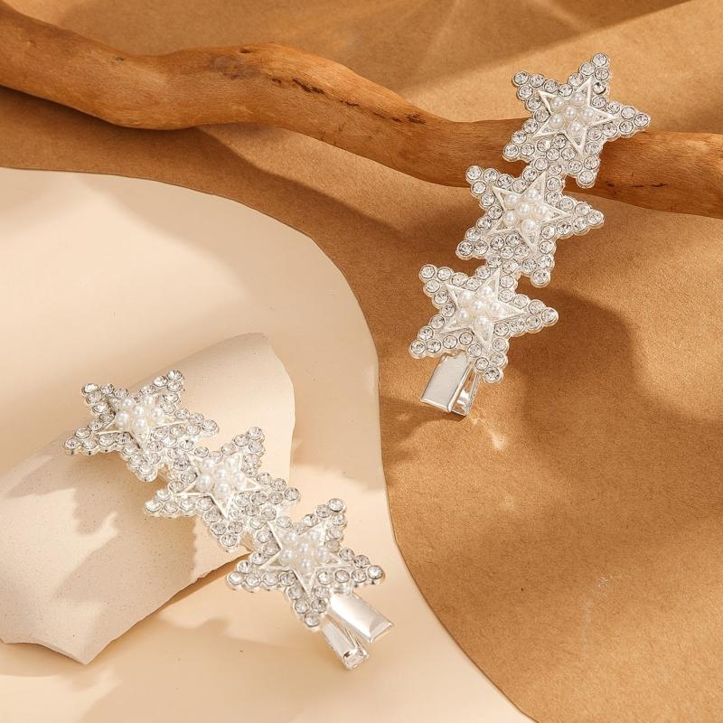Rhinestone Pearl Star Hair Clip Y2K Barrette Hair Accessories