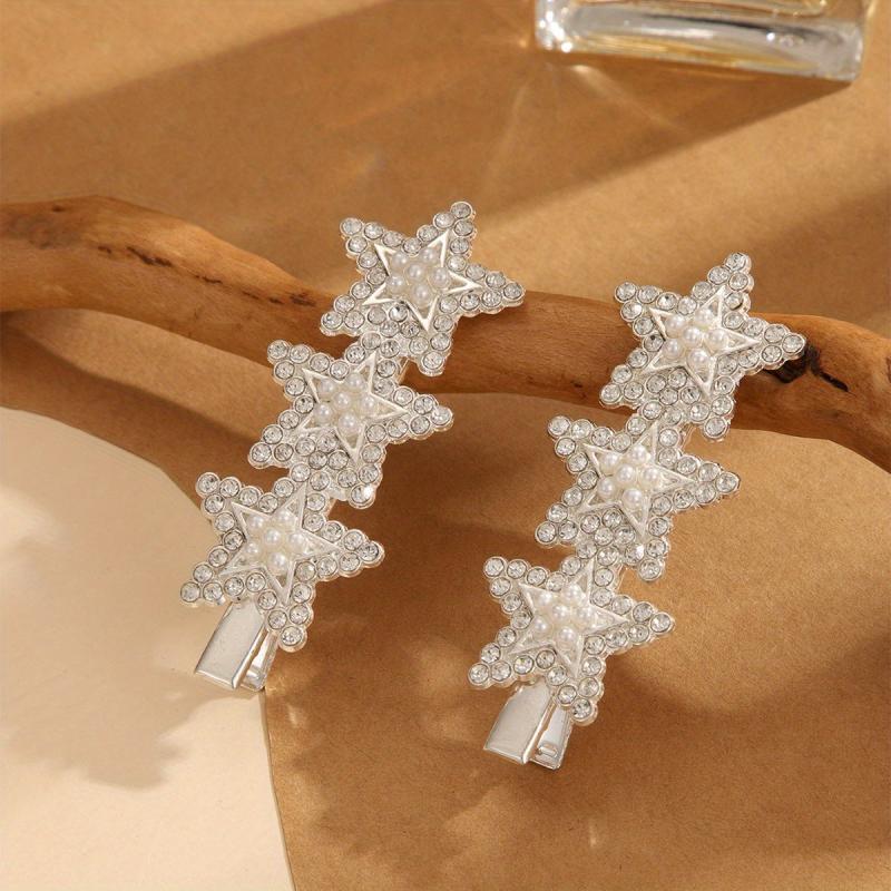 Rhinestone Pearl Star Hair Clip Y2K Barrette Hair Accessories