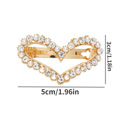 Heart Shape Rhinestone Faux Pearl Side Clip Head Jewelry