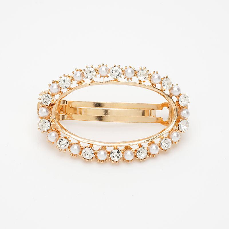 Heart Shape Rhinestone Faux Pearl Side Clip Head Jewelry