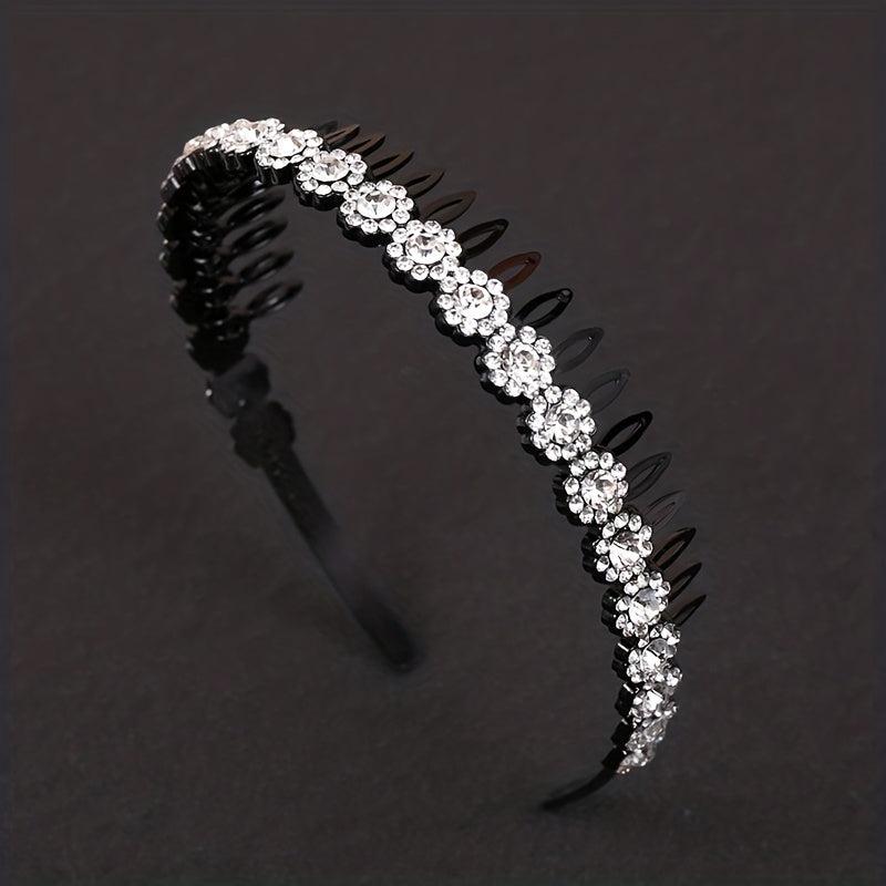Colorful Rhinestone Flower Tooth Headband for Skincare and Makeup