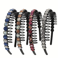Colorful Rhinestone Flower Tooth Headband for Skincare and Makeup