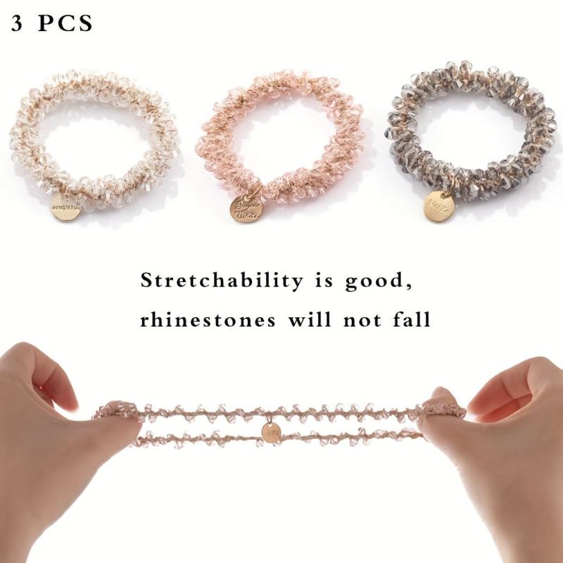 Crystal Beaded Hair Tie Rhinestone Glitter Hair Rope Ponytail Holder