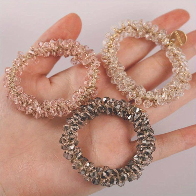 Crystal Beaded Hair Tie Rhinestone Glitter Hair Rope Ponytail Holder