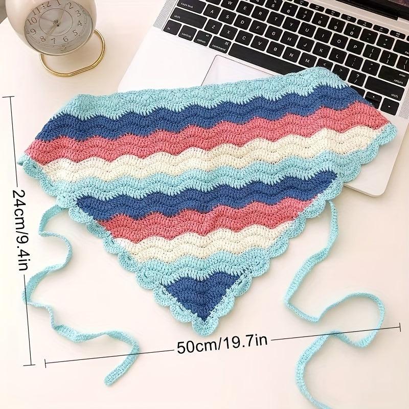 Colorful Wavy Crochet Triangle Scarf Handkerchief Headband