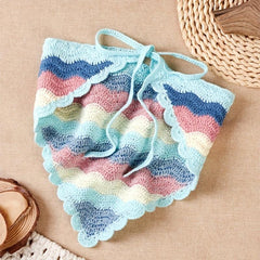 Colorful Wavy Crochet Triangle Scarf Handkerchief Headband