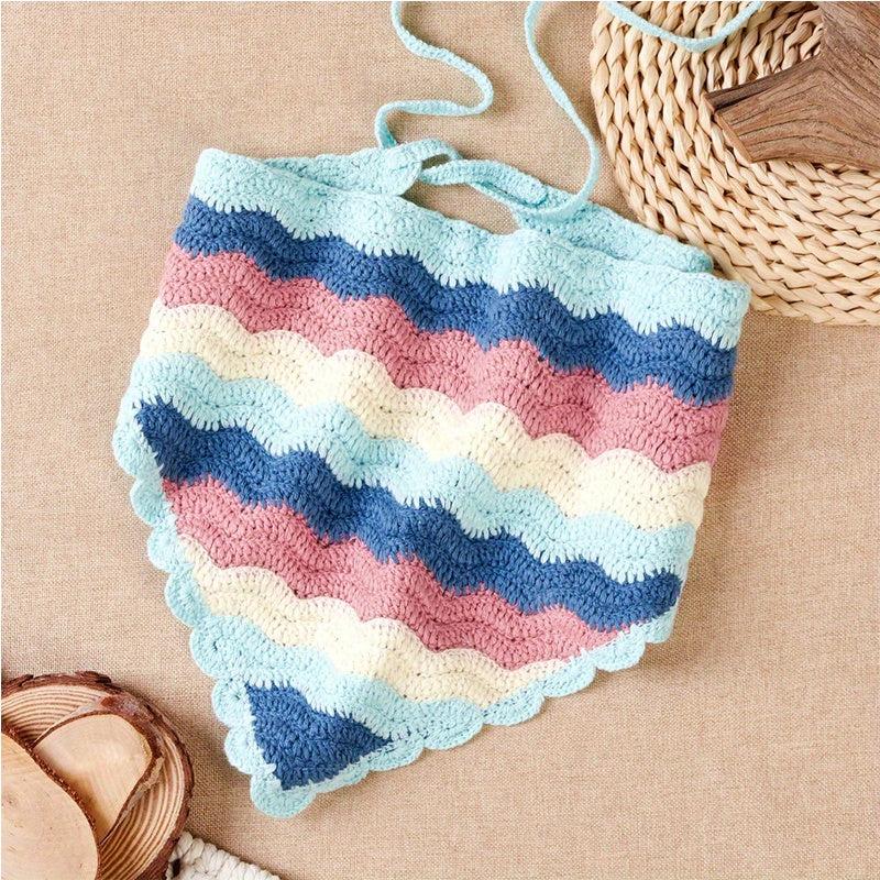 Colorful Wavy Crochet Triangle Scarf Handkerchief Headband