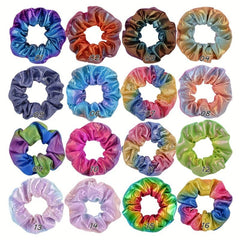 16pcs Large Glitter Scrunchie Y2K Hair Rope Holographic Female Hair Accessories