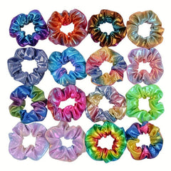 16pcs Large Glitter Scrunchie Y2K Hair Rope Holographic Female Hair Accessories