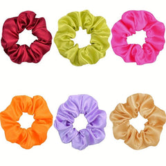 6pc Large Satin Scrunchie Hair Tie Solid Silky Hair Rope Female Hair Accessories