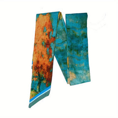 Vintage Printed Silky Scarf Hair Ribbon Long Bow Ribbon Braided Hair Rope