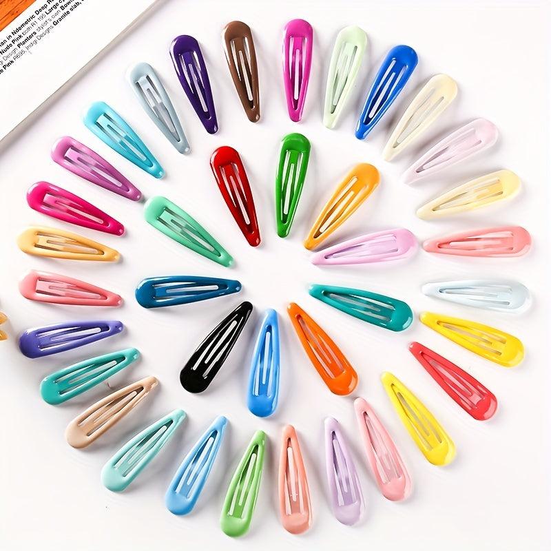 34pcs Candy Hair Clip Snap Clip Metal Hair Slides Clip Non Slip Hair Decoration