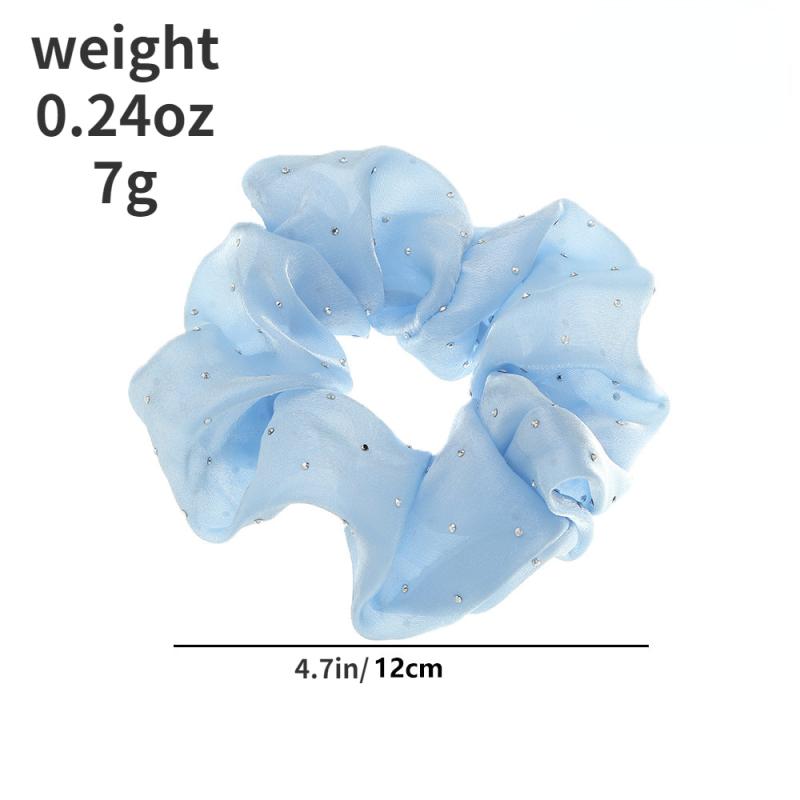 French Vintage Glitter Rhinestone Satin Hair Scrunchies For Women Girls