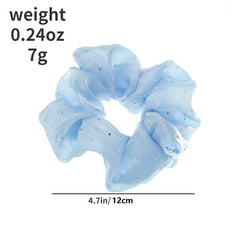 French Vintage Glitter Rhinestone Satin Hair Scrunchies For Women Girls