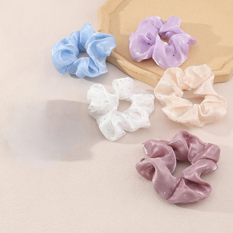 French Vintage Glitter Rhinestone Satin Hair Scrunchies For Women Girls