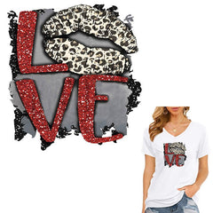 Leopard Print Lip Stickers Hot Stamping Iron On Patches For DIY Clothing