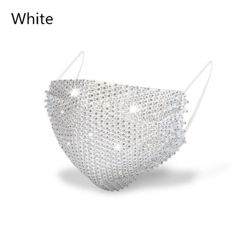 Shining Rhinestone Mesh Mask w/ Strap Nightclub Face Cover