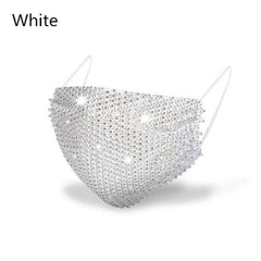 Shining Rhinestone Mesh Mask w/ Strap Nightclub Face Cover