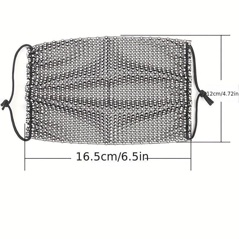 Shining Rhinestone Mesh Mask w/ Strap Nightclub Face Cover