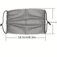 Shining Rhinestone Mesh Mask w/ Strap Nightclub Face Cover