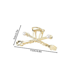 Music Note Hair Claw Faux Pearl Inlaid Hair Accessories For Women