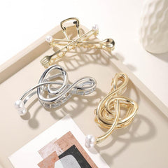 Music Note Hair Claw Faux Pearl Inlaid Hair Accessories For Women